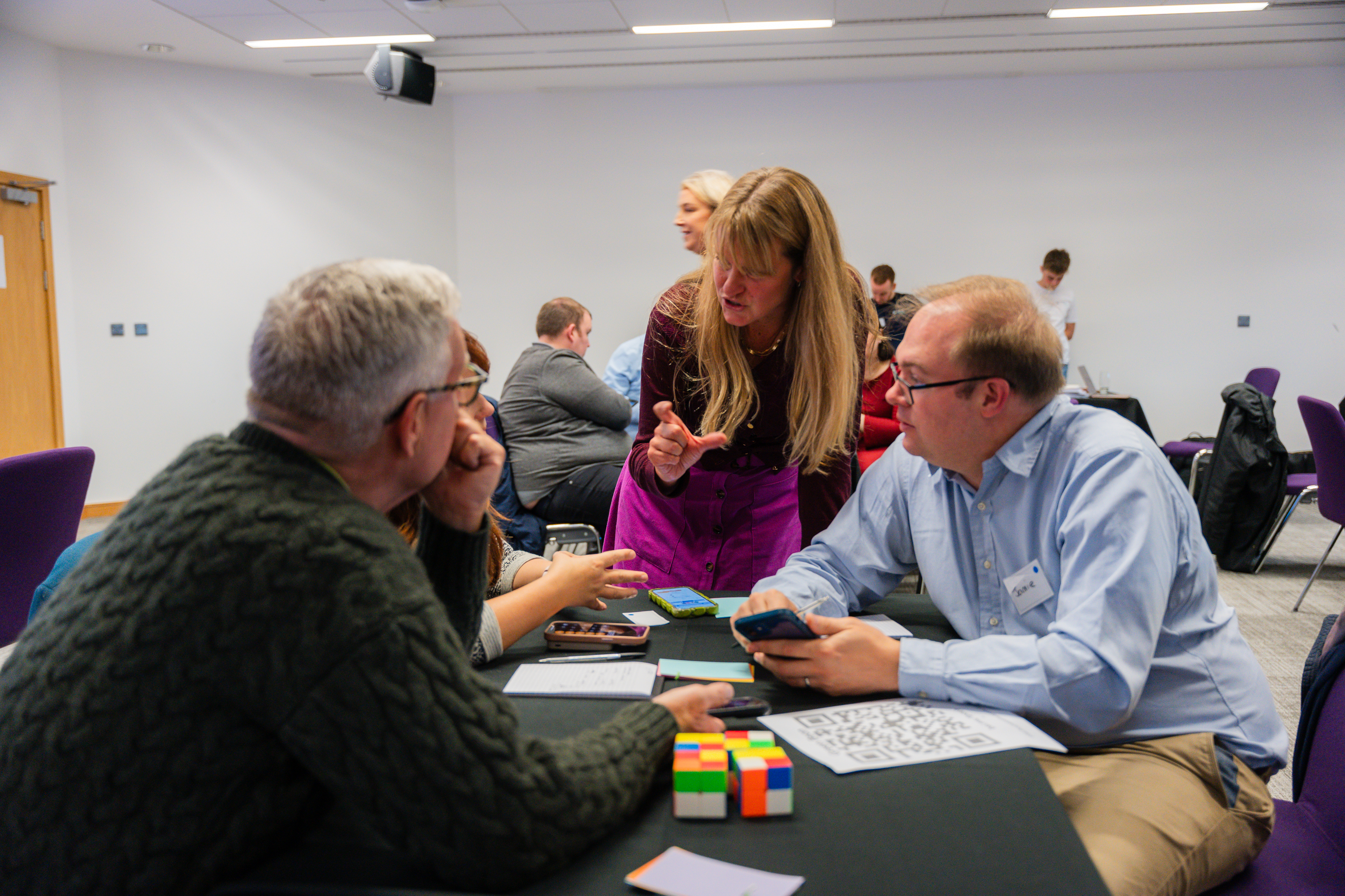 Participants debating in a simulation